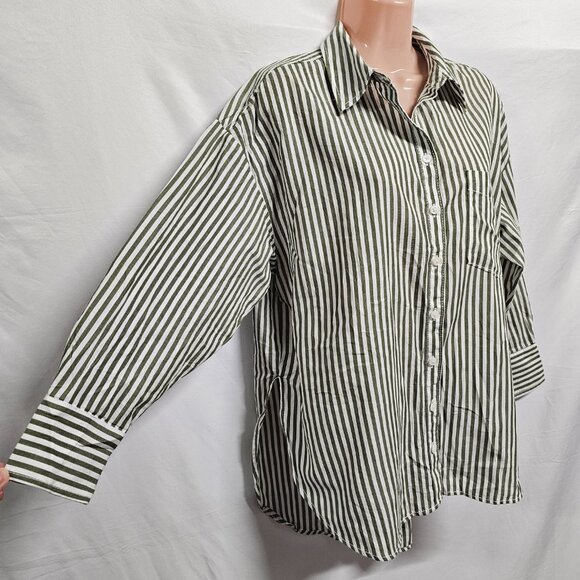 The Bennet Button Down Shirt by Maeve Women Size SP Green - Picture 5 of 14